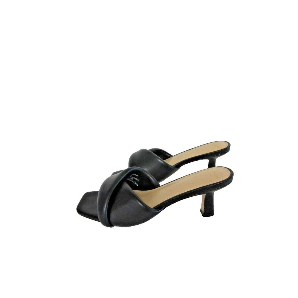 ABERCROMBIE & FITCH Black Slip On 8 Criss Cross Vamp Open Toe Heeled Slides